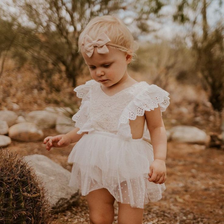 White Lace Romper Dress with Ruffled Detail