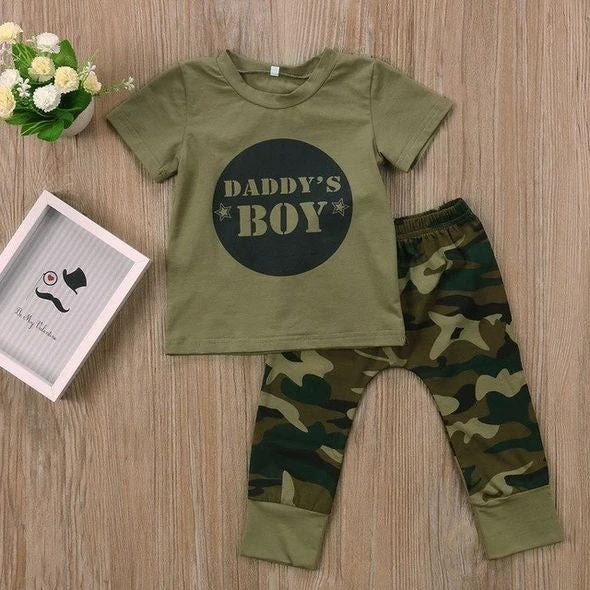 Daddy's Boy T-shirt and Camo Pants