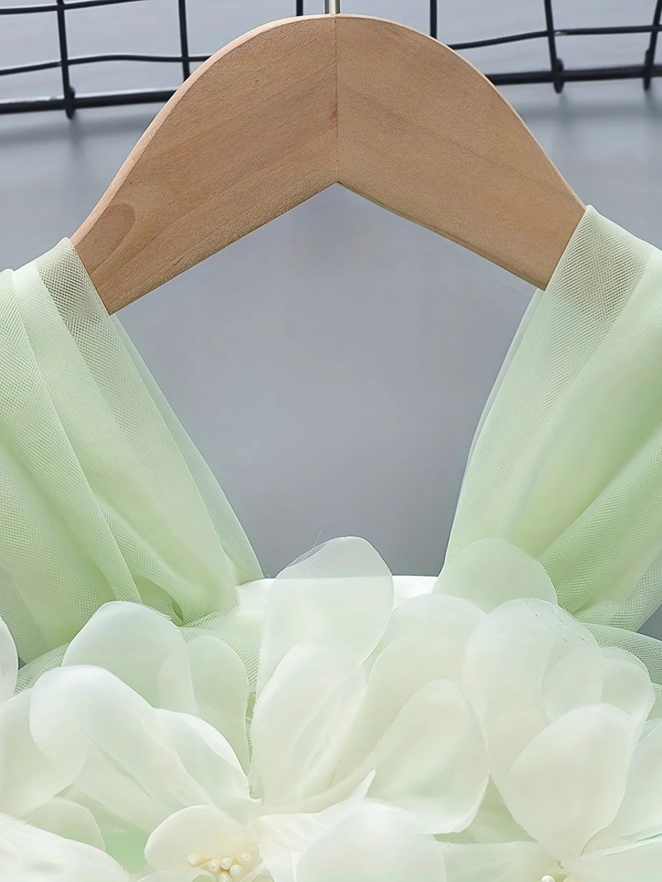 Chai Green Tulle Dress with Floral Detail 1001177