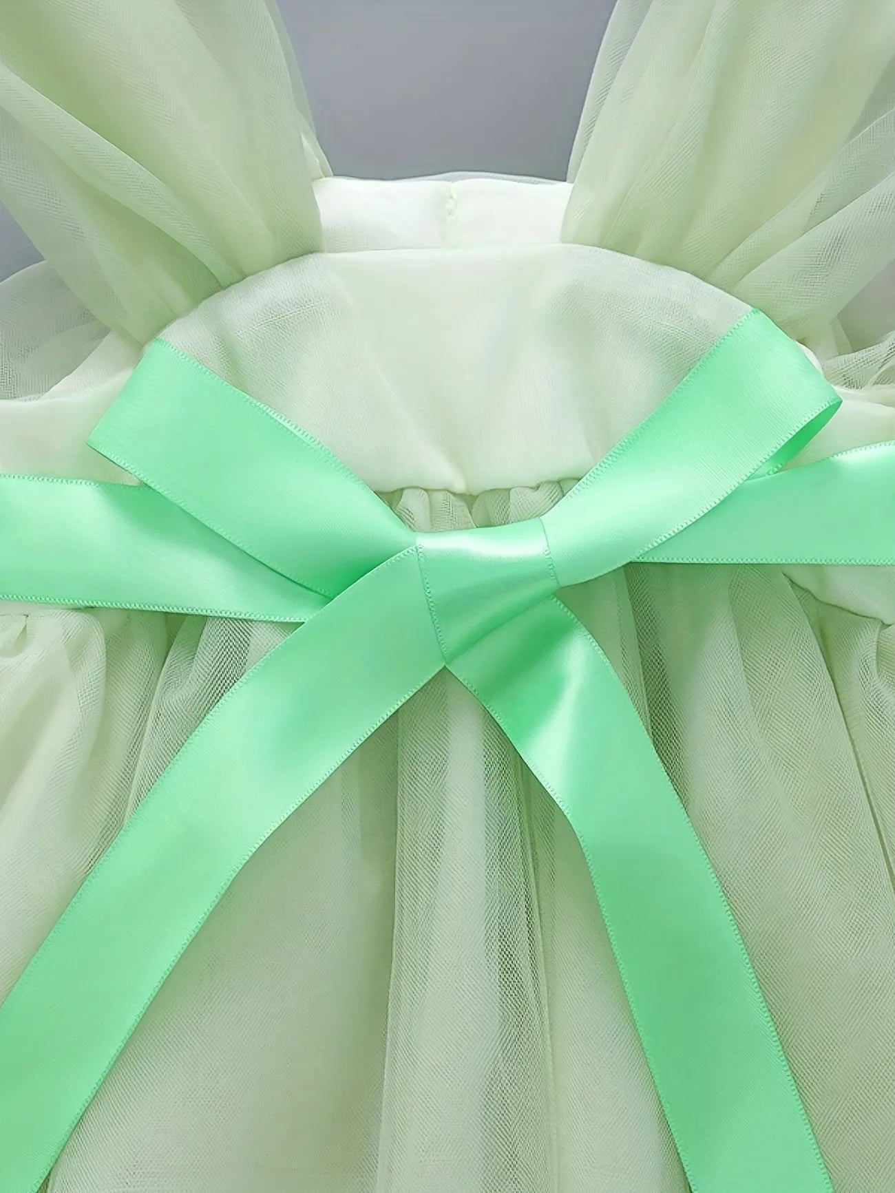 Chai Green Tulle Dress with Floral Detail 1001177