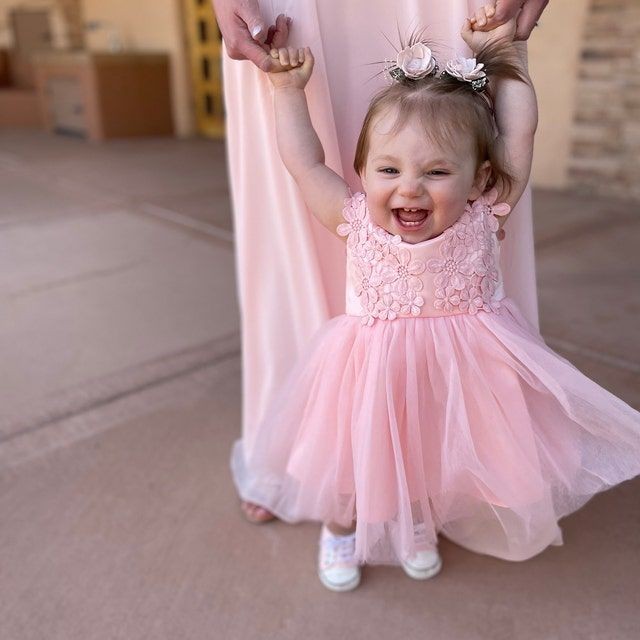 Pink Floral Dress with Lace 1000403