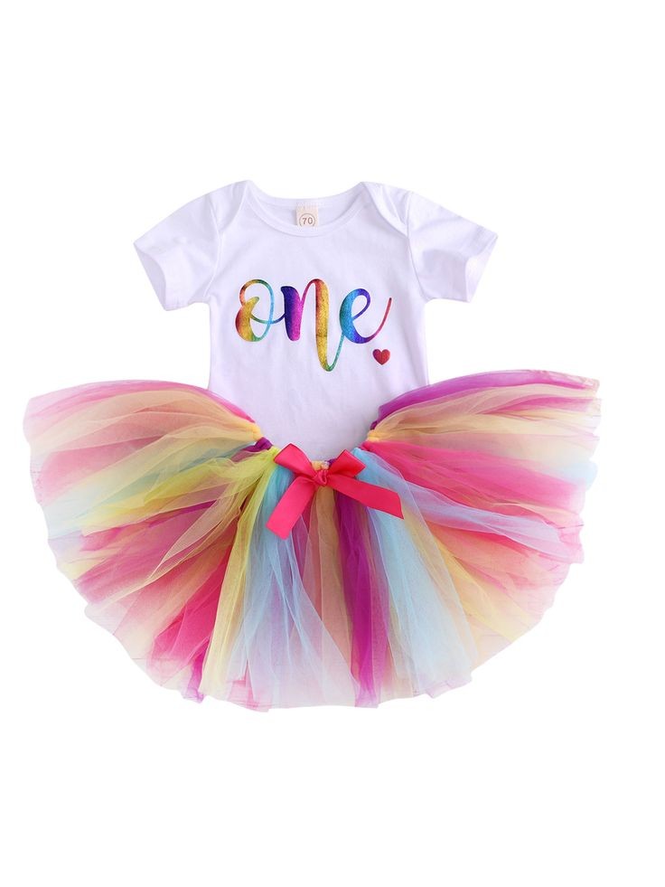 Birthday Outfit Romper with Rainbow/ Unicorn Tutu