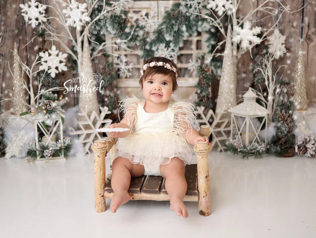 Ivory Feather Romper  with Lace Detail 