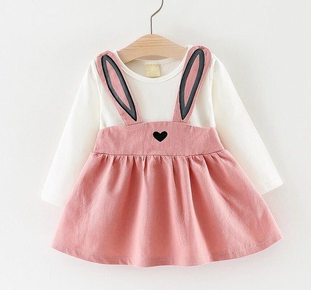 Long Sleeve Pink Bunny Dress