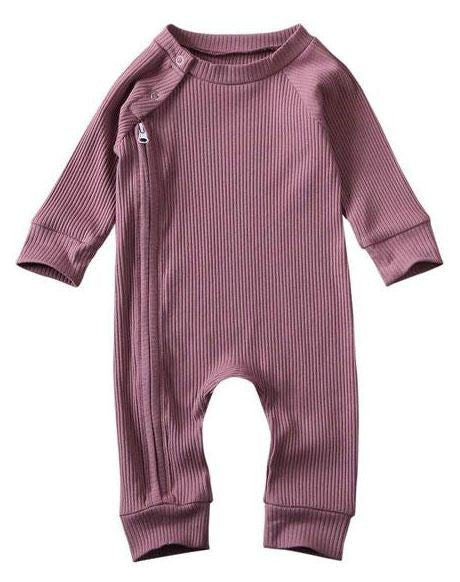 Lilac Ribbed Romper with Side Zipper #1001012