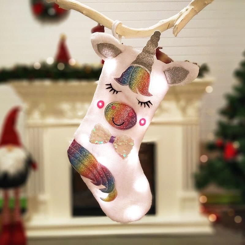 LED Unicorn Christmas Stockings