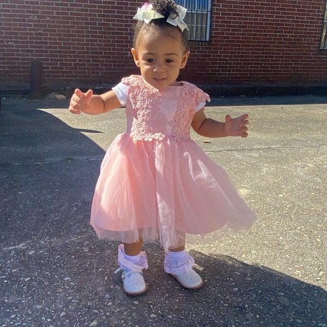 Pink Floral Dress with Lace 1000403