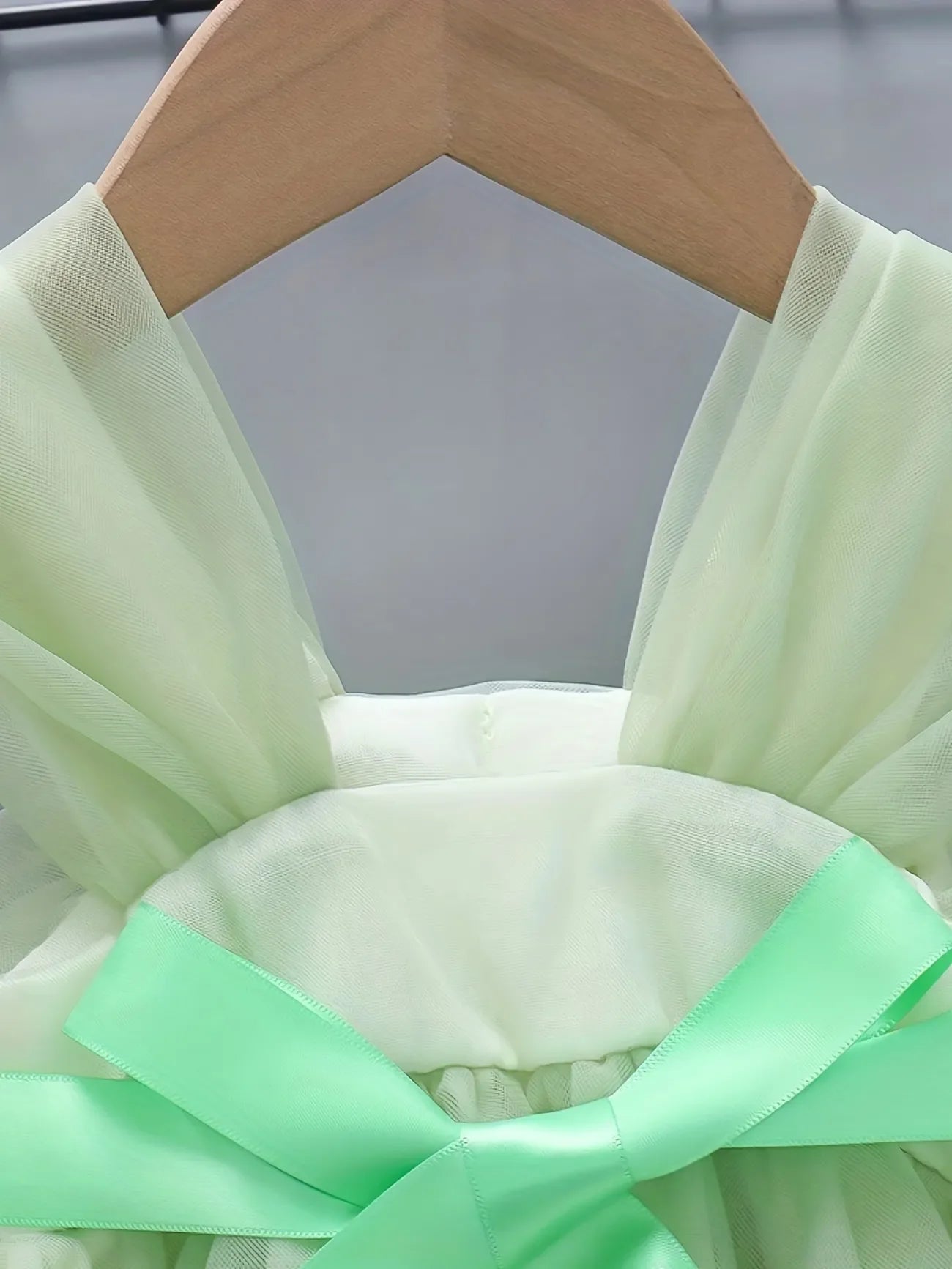 Chai Green Tulle Dress with Floral Detail 1001177