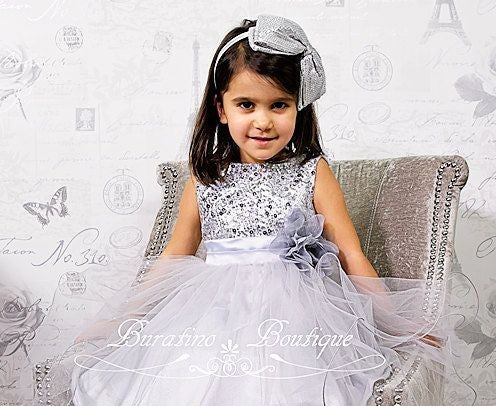 Silver Sequin Special Occasions Dress 1000742