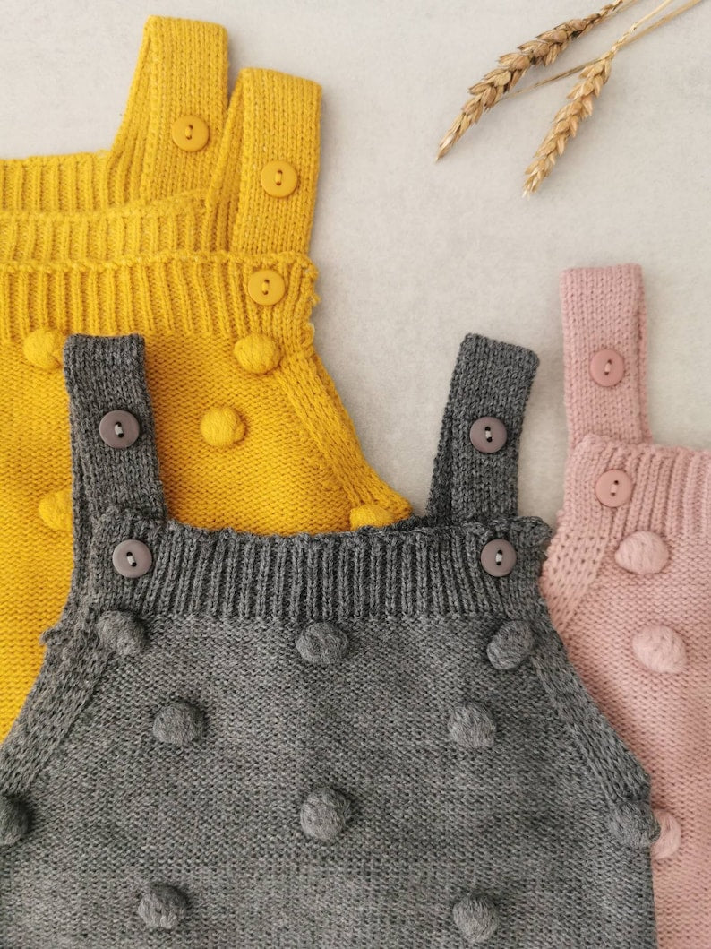 Gray Popcorn Knitted Romper