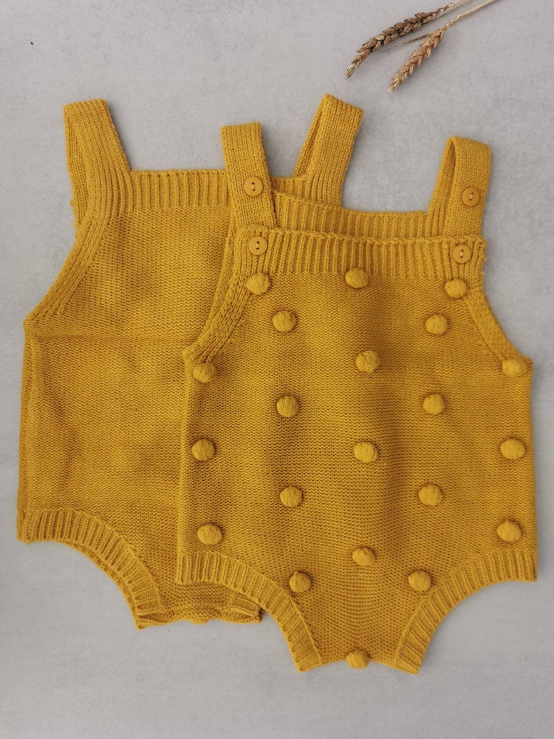 Mustard Popcorn Knitted Romper Gender Neutral