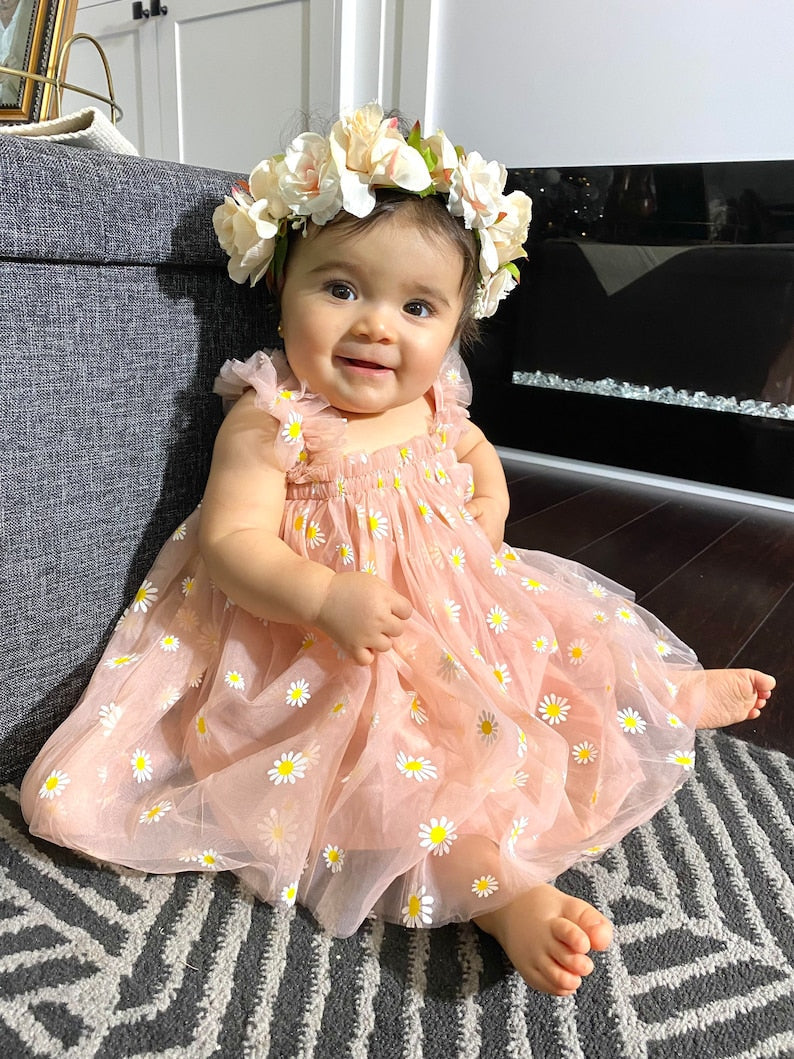 Dusty Pink Daisy Dress 100091