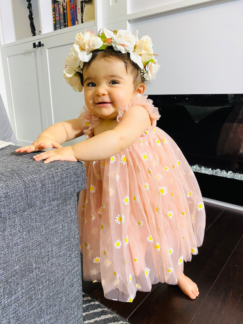 Dusty Pink Daisy Dress 100091