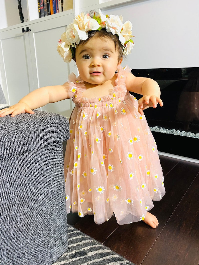 Dusty Pink Daisy Dress 100091