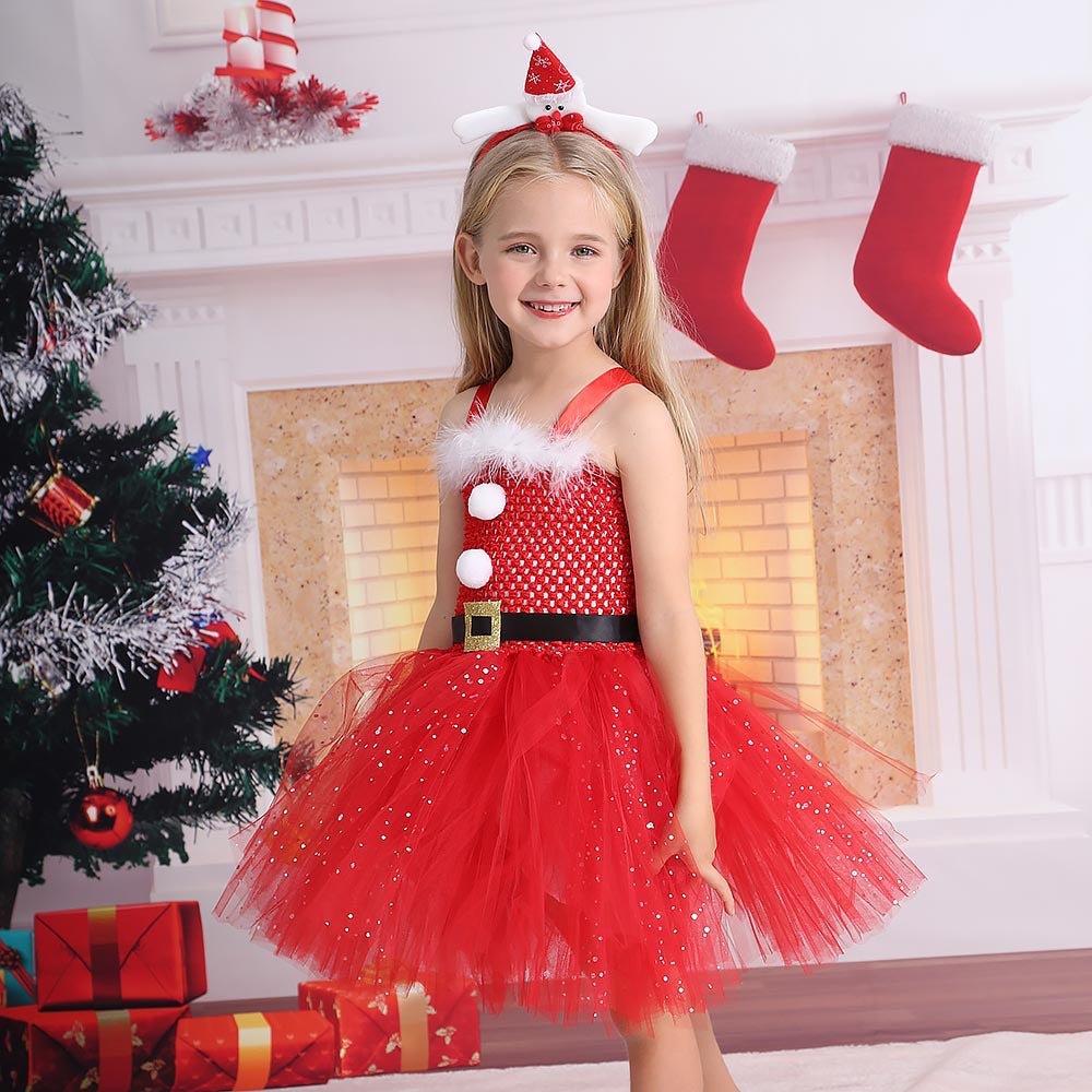 Girls Red Santa Tutu dress & accessories