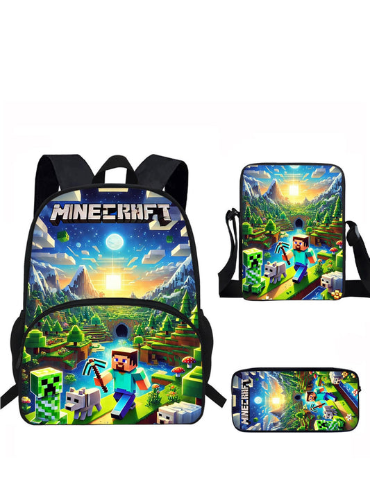 Minecraft 3-Piece Backpack Set, Backpack + Lunch Bag + Pencil Case