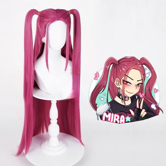 K-Pop Huntrix Cosplay Wig – Mira Pink Twin-Tail Style