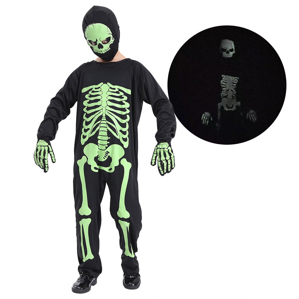 Glow in the Dark Skeleton Costume Cosplay with Mask