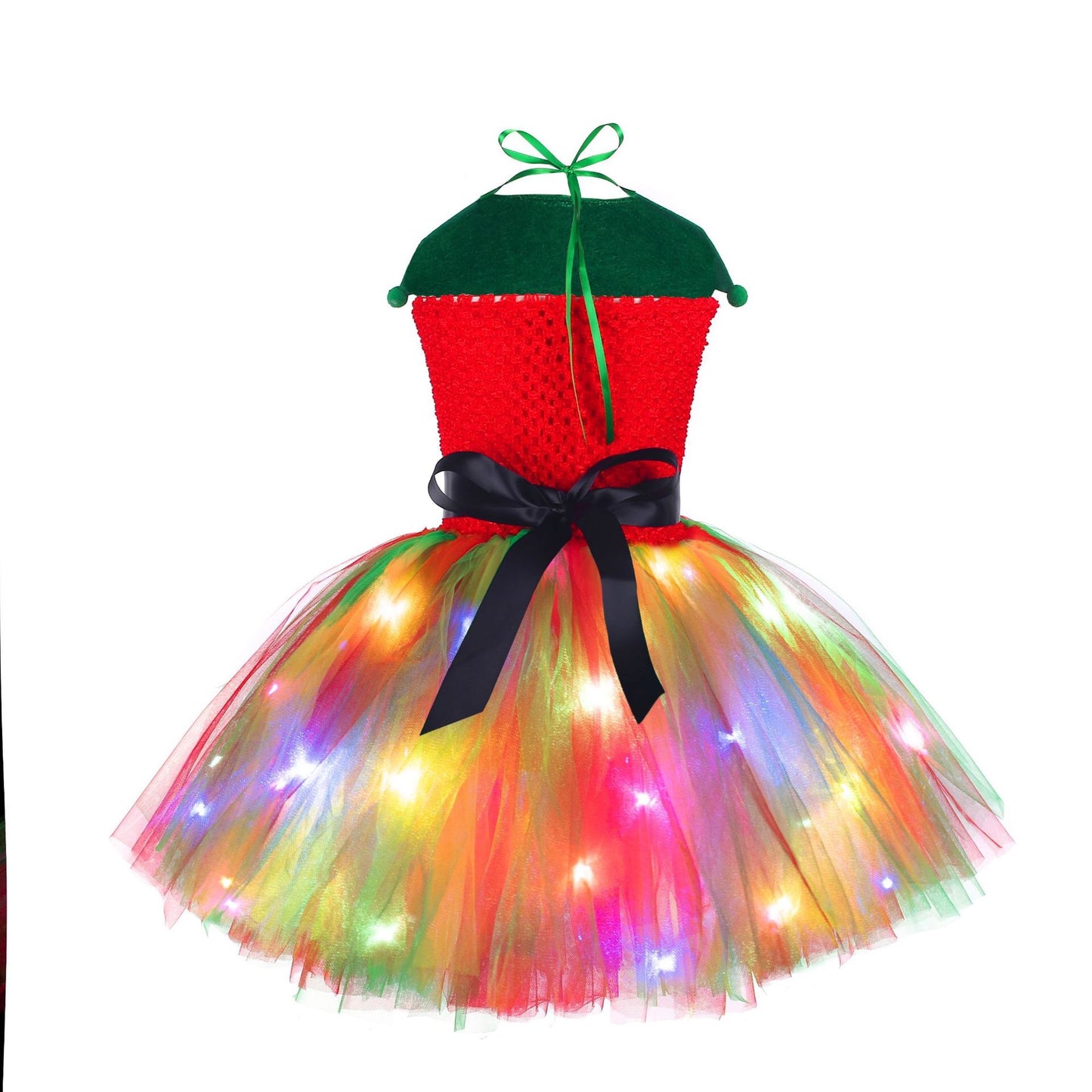 Girls Light-Up Elf Tutu Dress with Hat