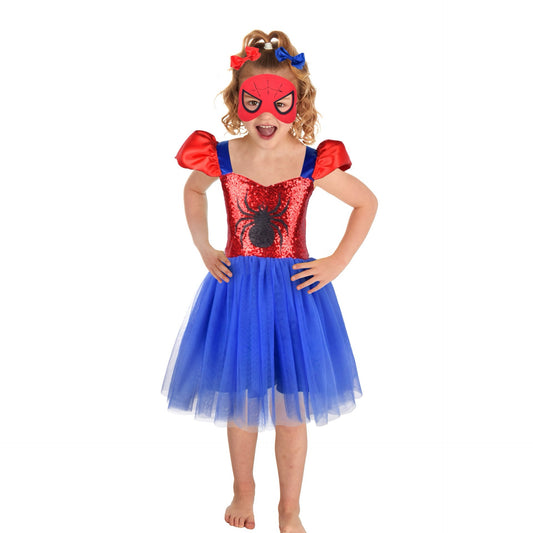 Spiderman Superhero Dress Costume for Girls with Mask