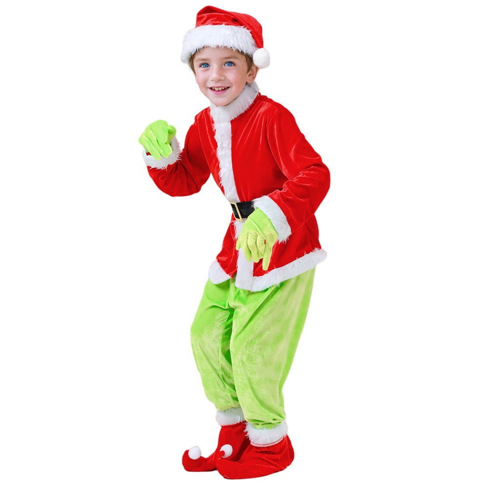 Mischief Santa Kids Costume with Green Pants