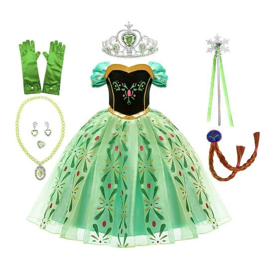Princess Anna Inspired Frozen character dress up costume with accessories Cosplay