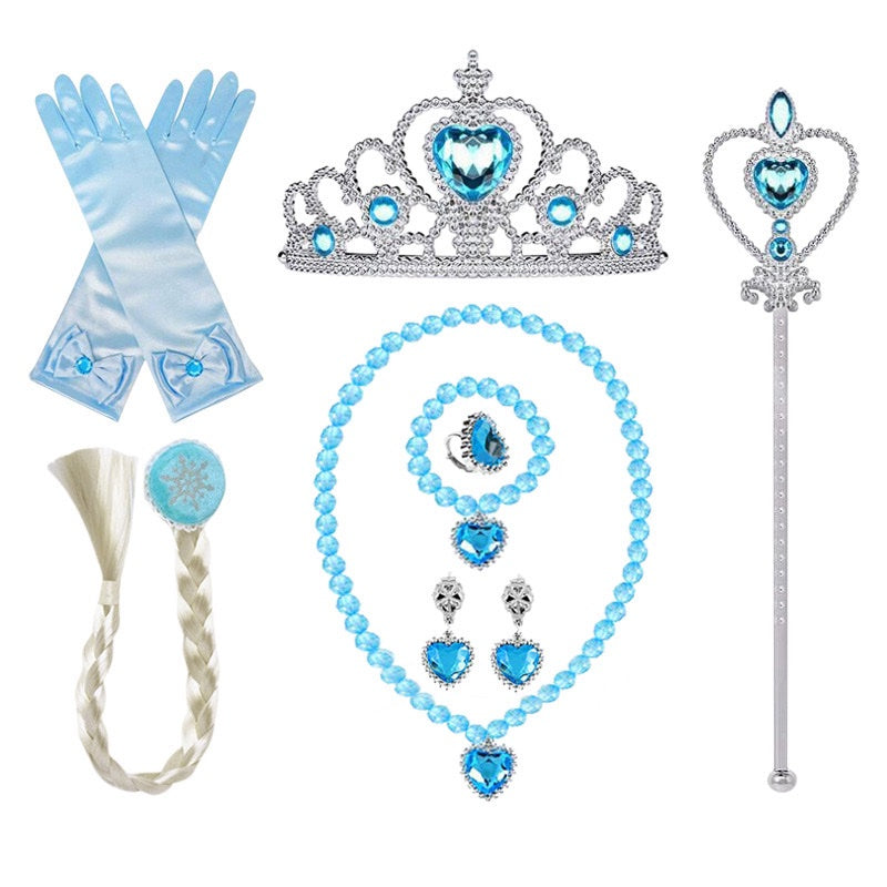 Princess Elsa Inspired Frozen Dress-Up Set with Accessories Cosplay