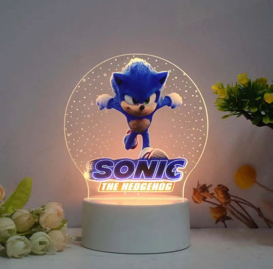 Sonic 3D LED Night Light – USB-Powered Kids Room Decor
