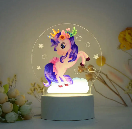 Unicorn 3D LED Night Light – USB-Powered Kids Room Decor
