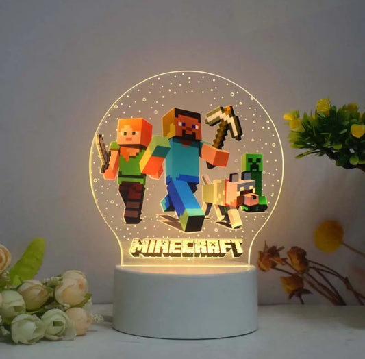Minecraft 3D LED Night Light – USB-Powered Kids Room Decor