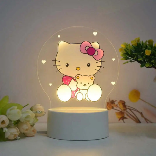 Hello Kitty 3D LED Night Light – USB-Powered Kids Room Decor