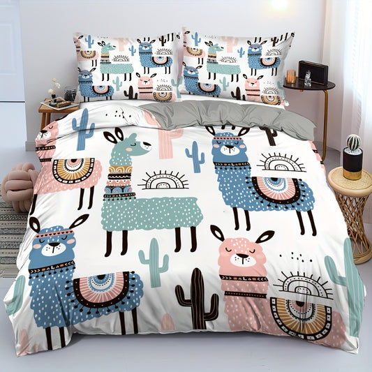 Playful Llama & Cactus Kids Bedding – Boho Desert Theme
