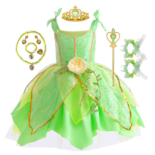 Princess Tiana Inspired Dress-Up Set with Accessories Cosplay