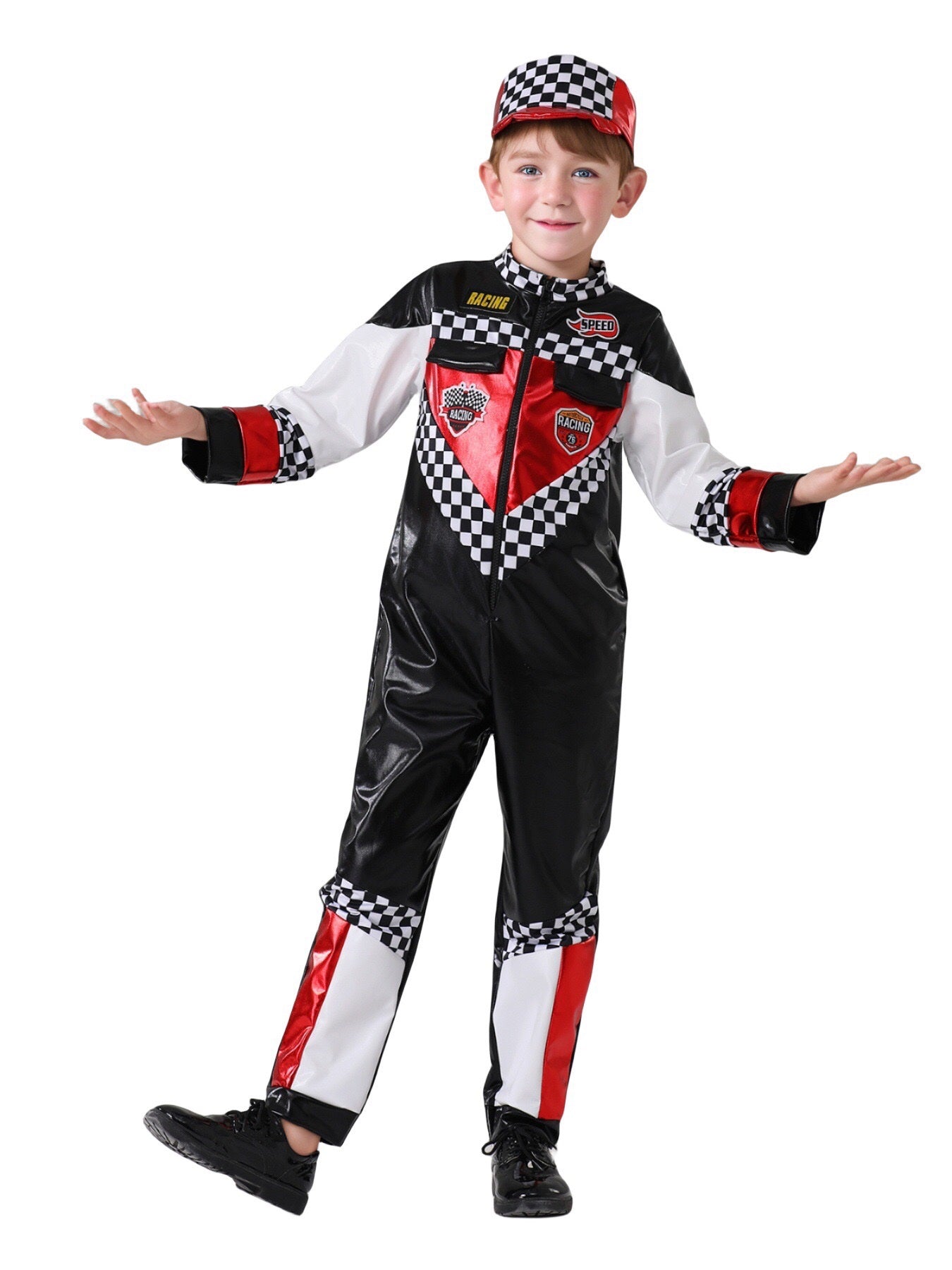 Kids Racing Driver Costume Cosplay with cap