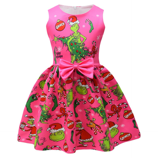 Pink Grinch Merry Mischief Bow Character dress