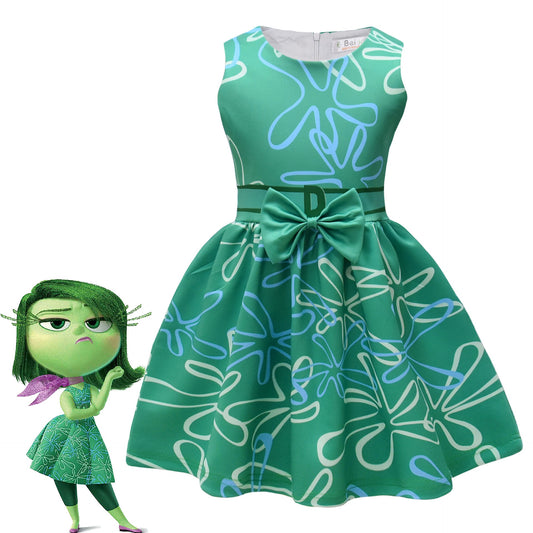 Inside Out Emotion Green Bow Character dress