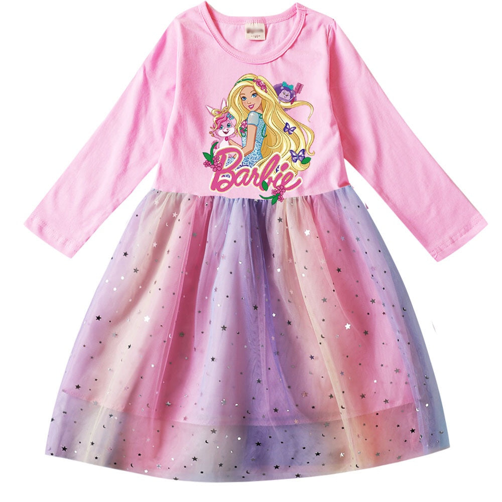 Pink Princess Long Sleeve Tulle Dress