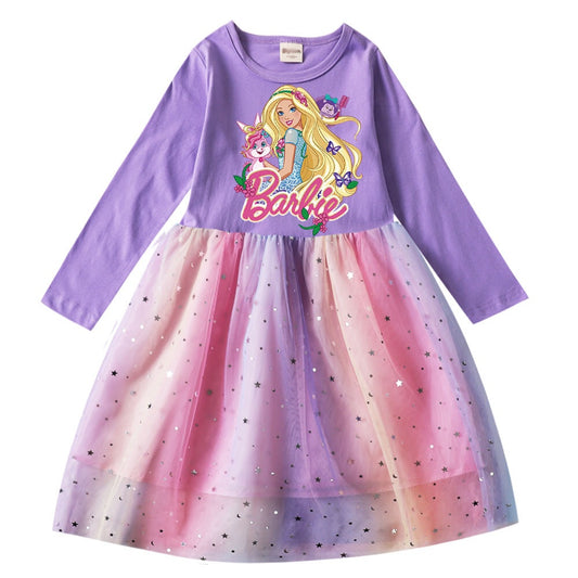 Pink Princess Long Sleeve Tulle Dress