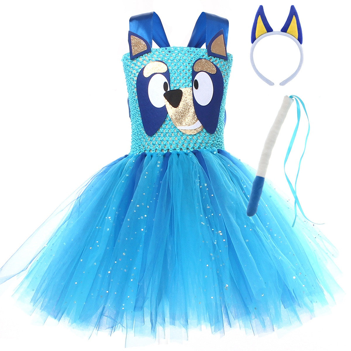 Bluey & Bingo-Inspired Tutu Dress with headband & Tail