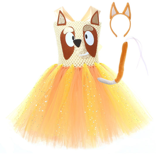 Bluey & Bingo-Inspired Tutu Dress with headband & Tail