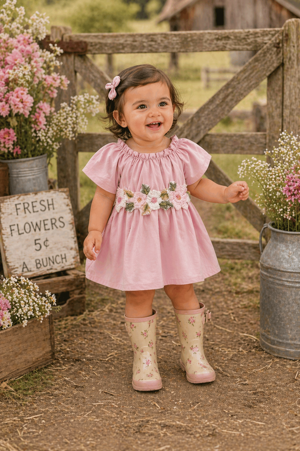 Dusty Pink On Or Off The Sholders Floral Dress #10013