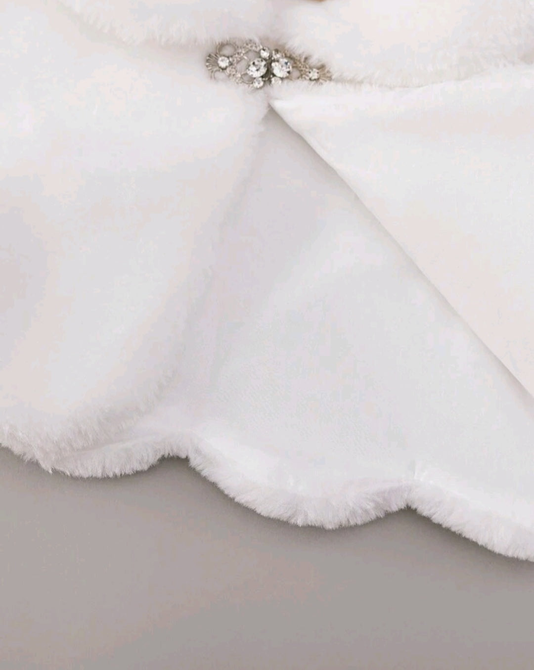 White Fur Shawl With Diamante Detail