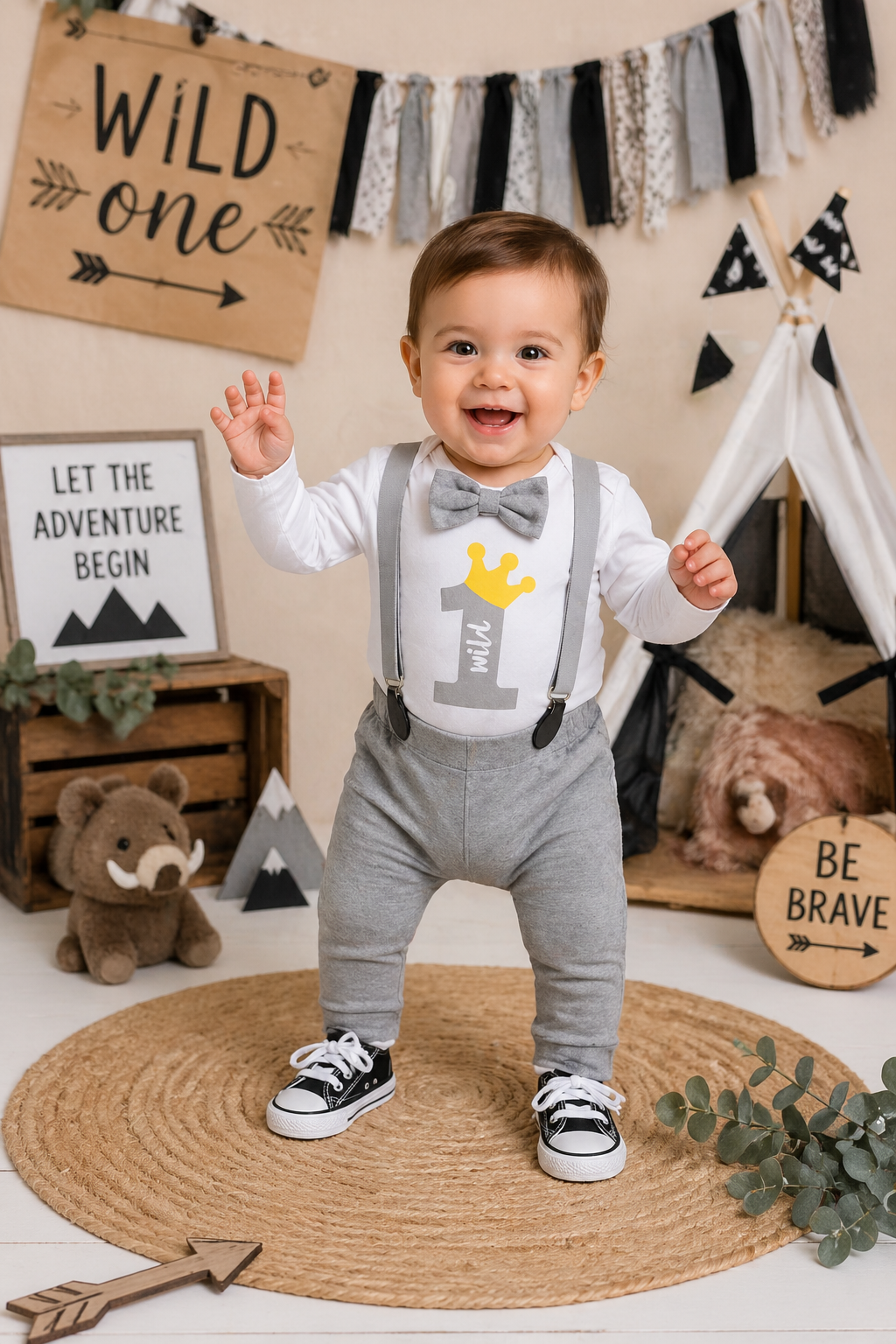 Wild One Birthday Outfit Gray #200014