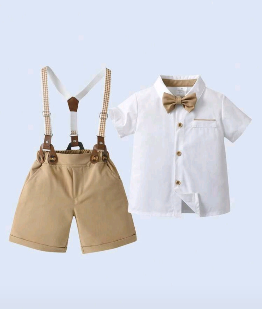 Gentleman Suit White Shirt, Chino Pants, Suspenders and Bowtie 2000105
