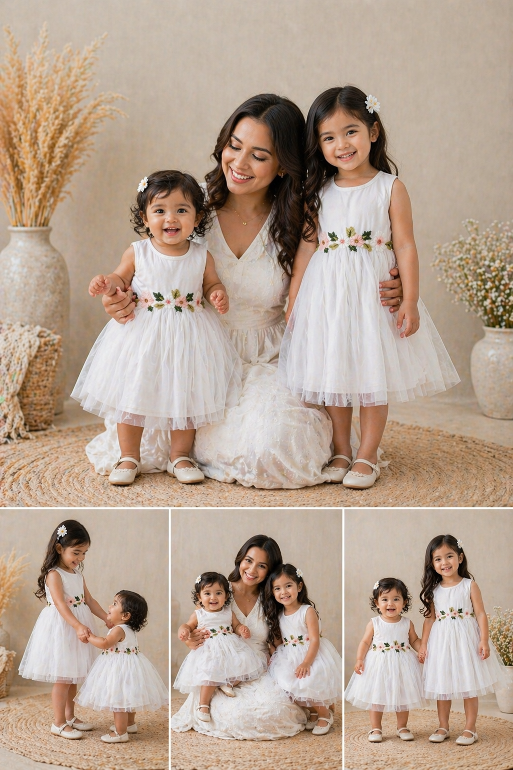 White Ribbed Floral Dress #10027