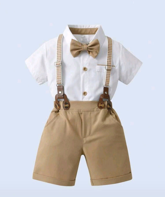 Gentleman Suit White Shirt, Chino Pants, Suspenders and Bowtie 2000105