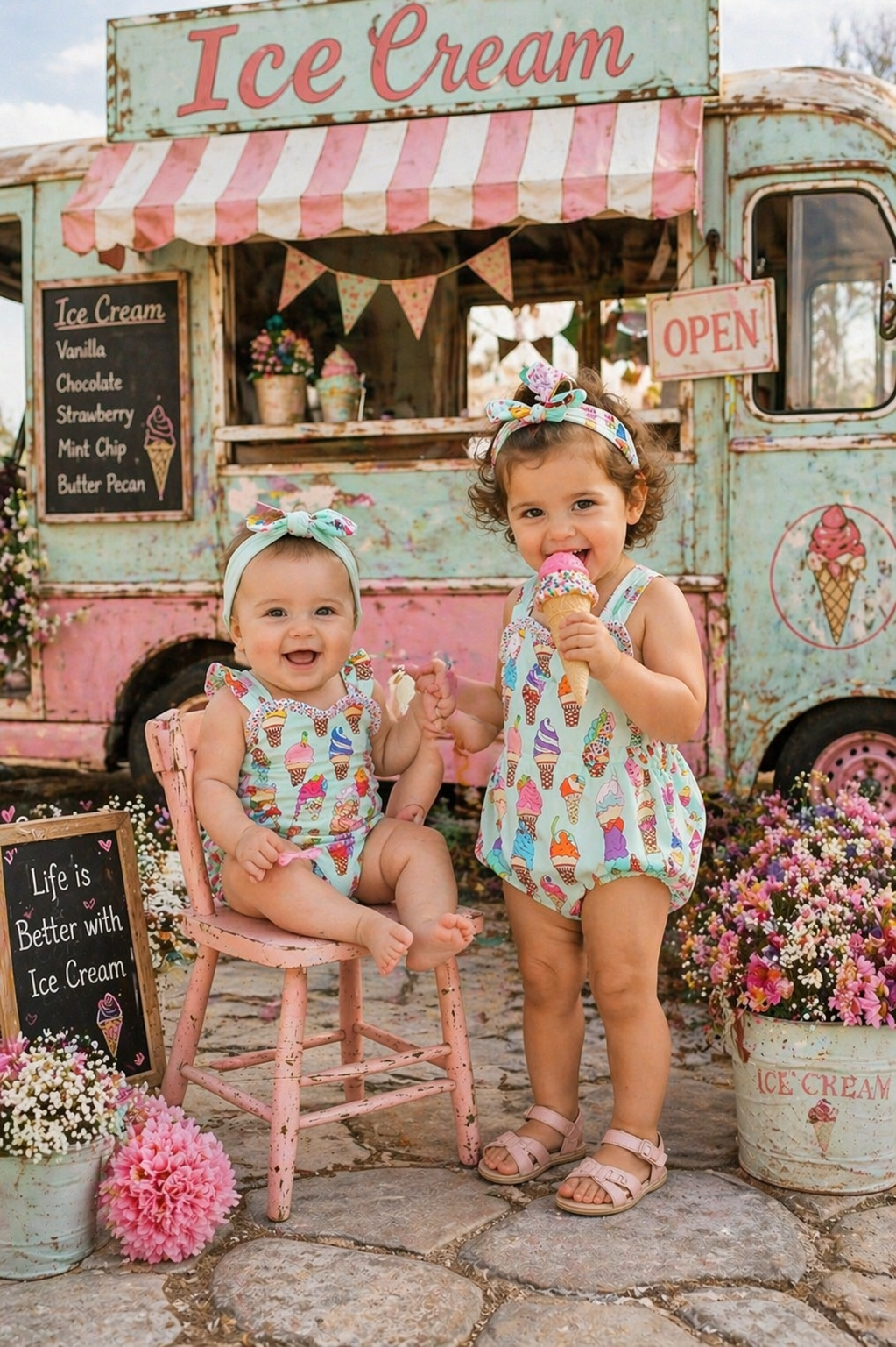 Ice-Cream Romper 1PSC (Also Available in Dress for Older Girls #1000196