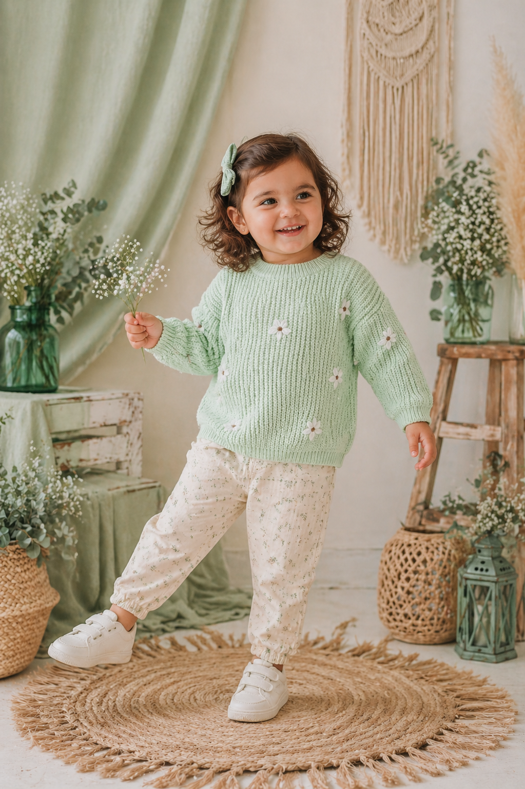 Mint Floral Sweater #1000224