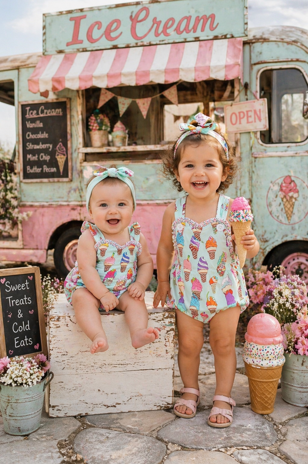 Ice-Cream Romper 1PSC (Also Available in Dress for Older Girls #1000196