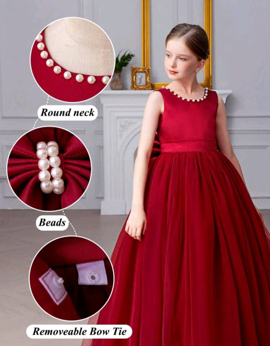 Maroon Special Occasions Dress with Big Bow 1000855